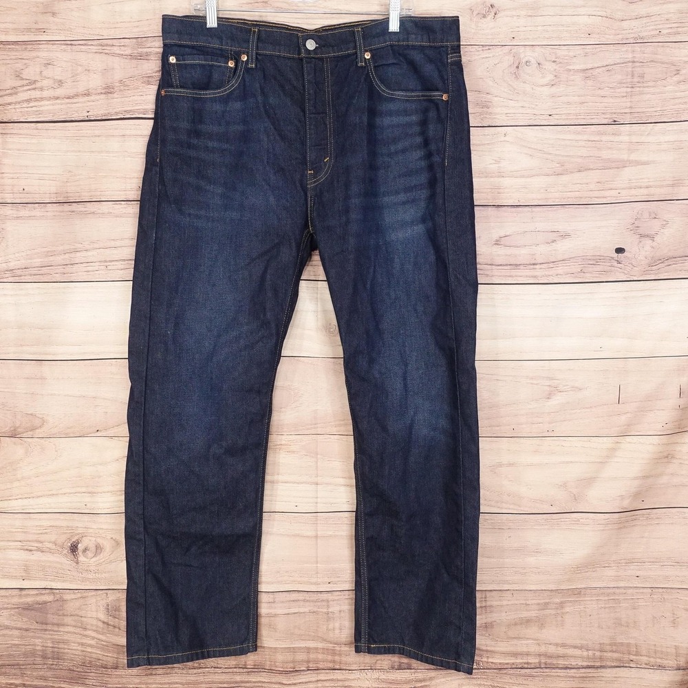 Levis 505 Jeans Mens 38x30 Blue Dark Wash‎ Regular Fit Straight Denim